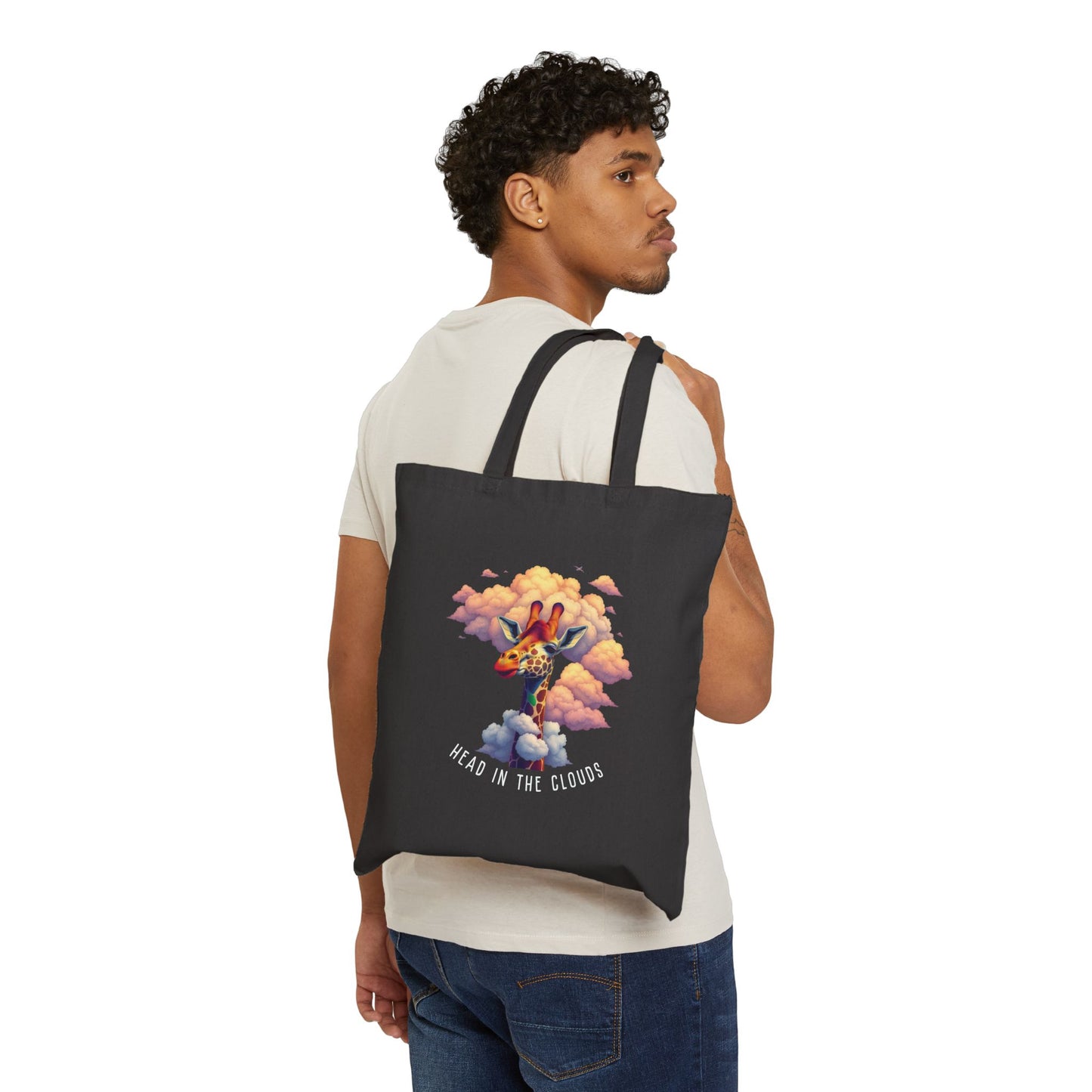 Head in the Clouds Cotton Canvas Tote Bag - Eco-Friendly, Inspirational Design