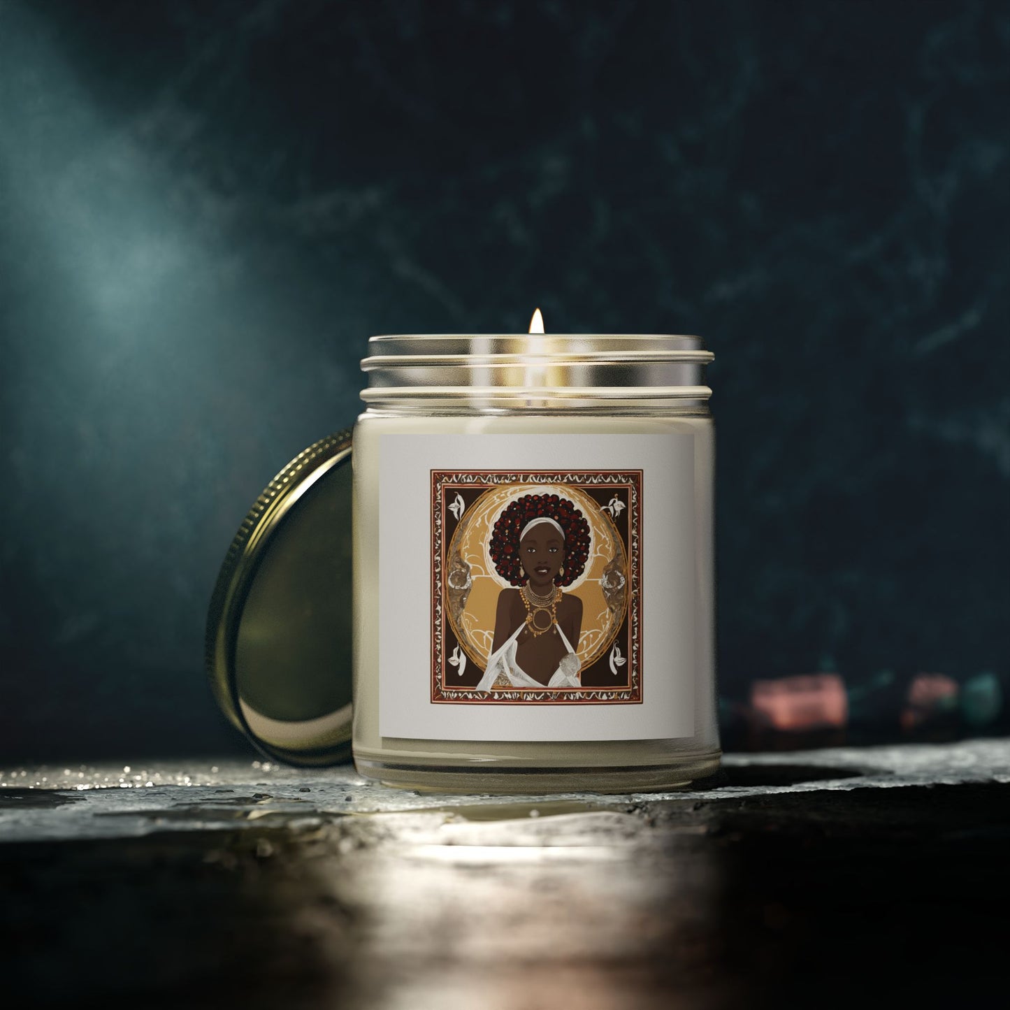 Artisan Scented Candle with Afrocentric Design - Coconut Apricot Wax