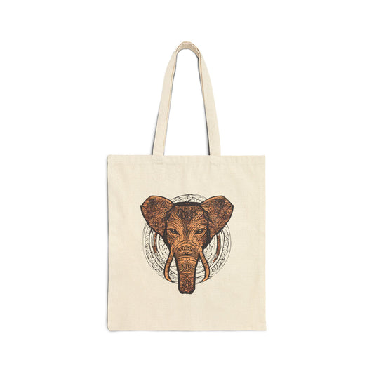 Eco-Friendly Cotton Canvas Tote Bag with Elephant Design