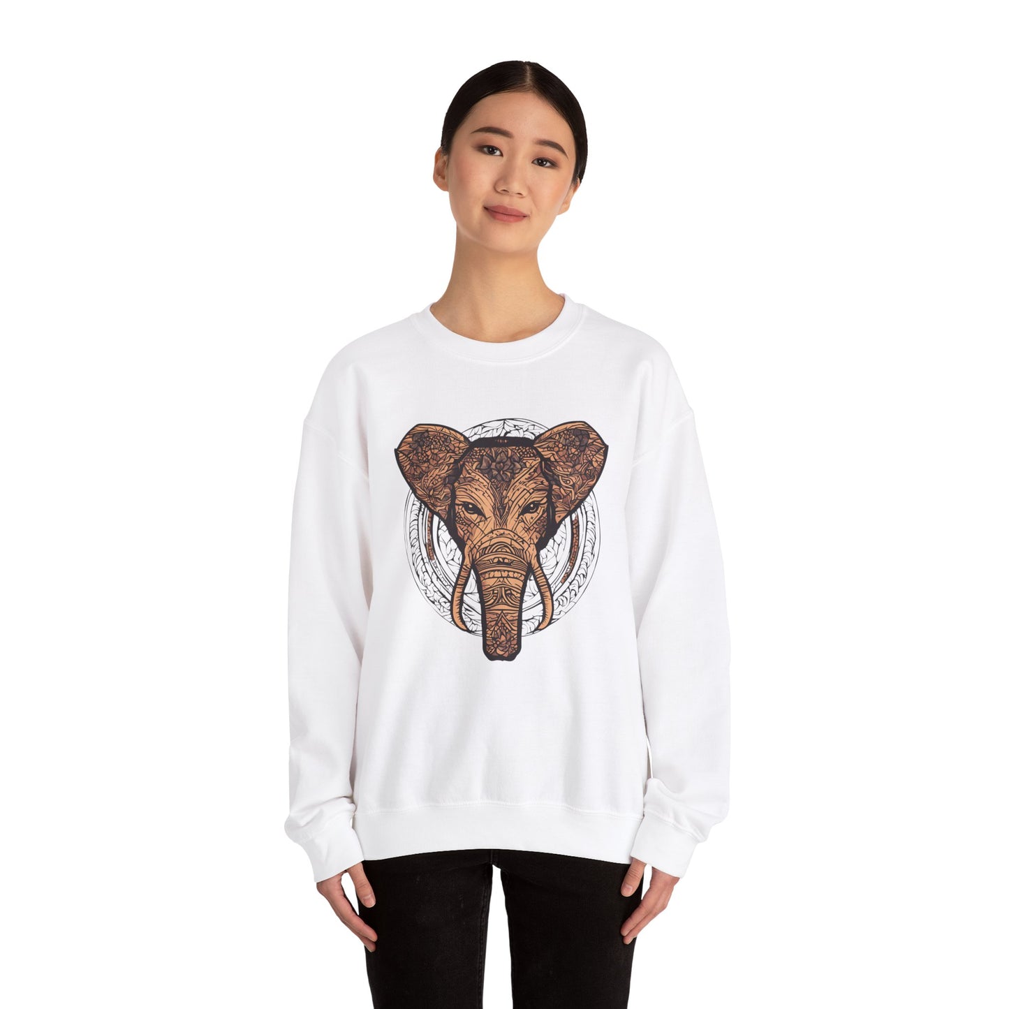 Elephant Spirit Unisex Heavy Blend™ Crewneck Sweatshirt - Cozy Bohemian Style for Nature Lovers