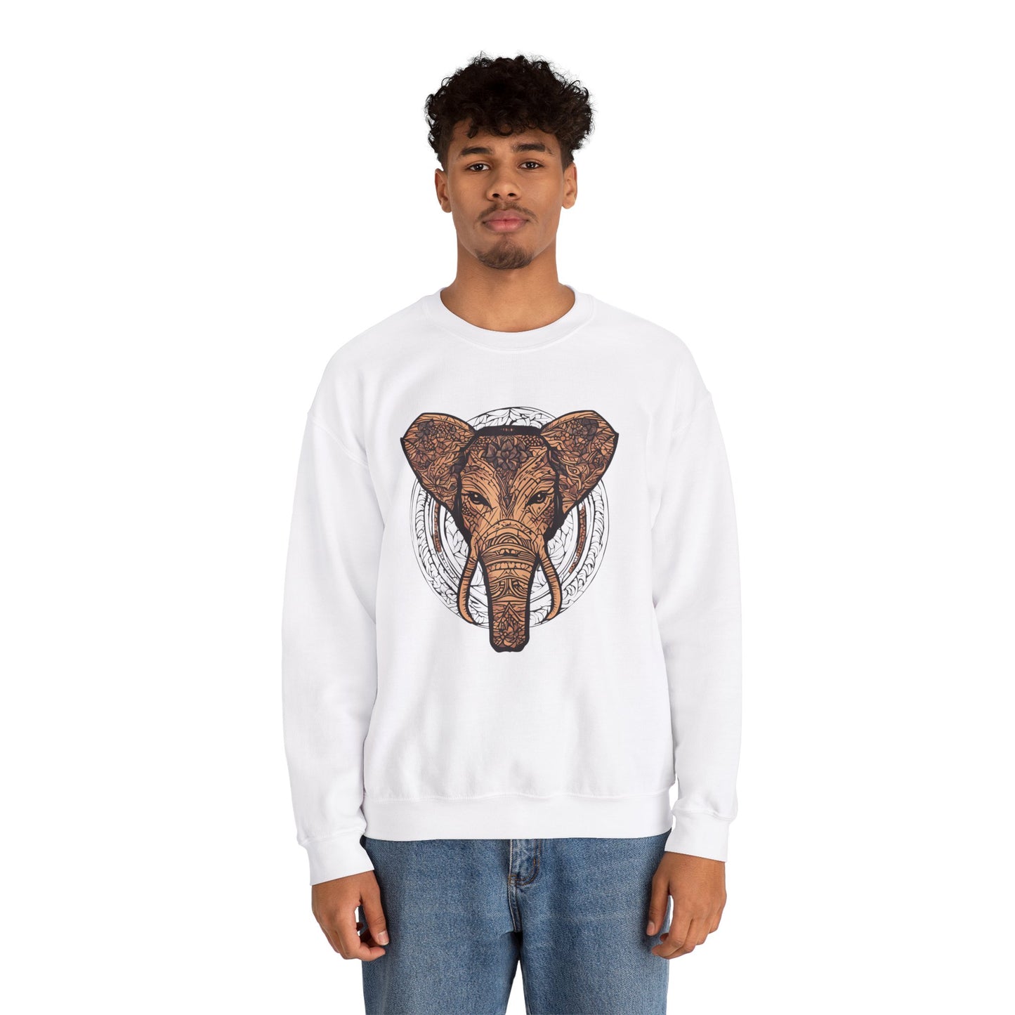 Elephant Spirit Unisex Heavy Blend™ Crewneck Sweatshirt - Cozy Bohemian Style for Nature Lovers