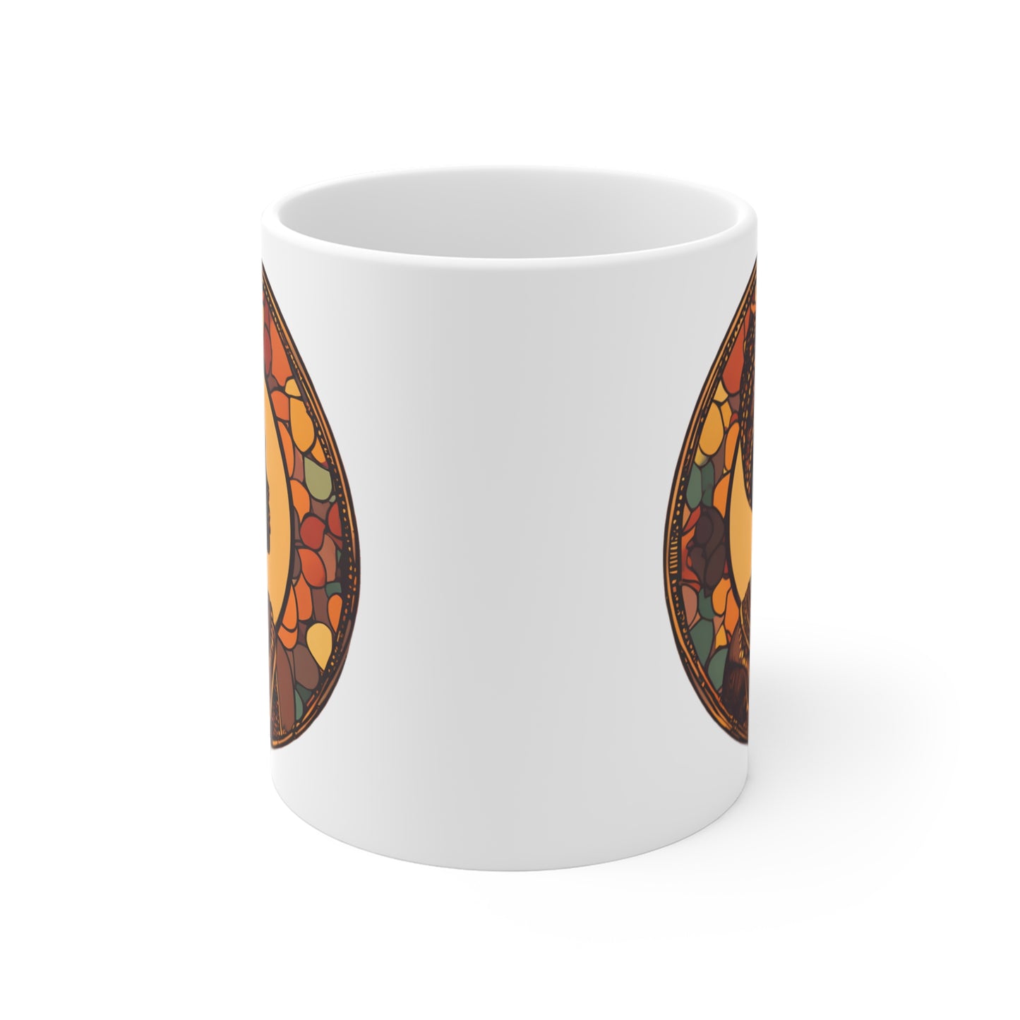 Elegant Stained Glass Mug - Artful Coffee Cup with African Woman Design