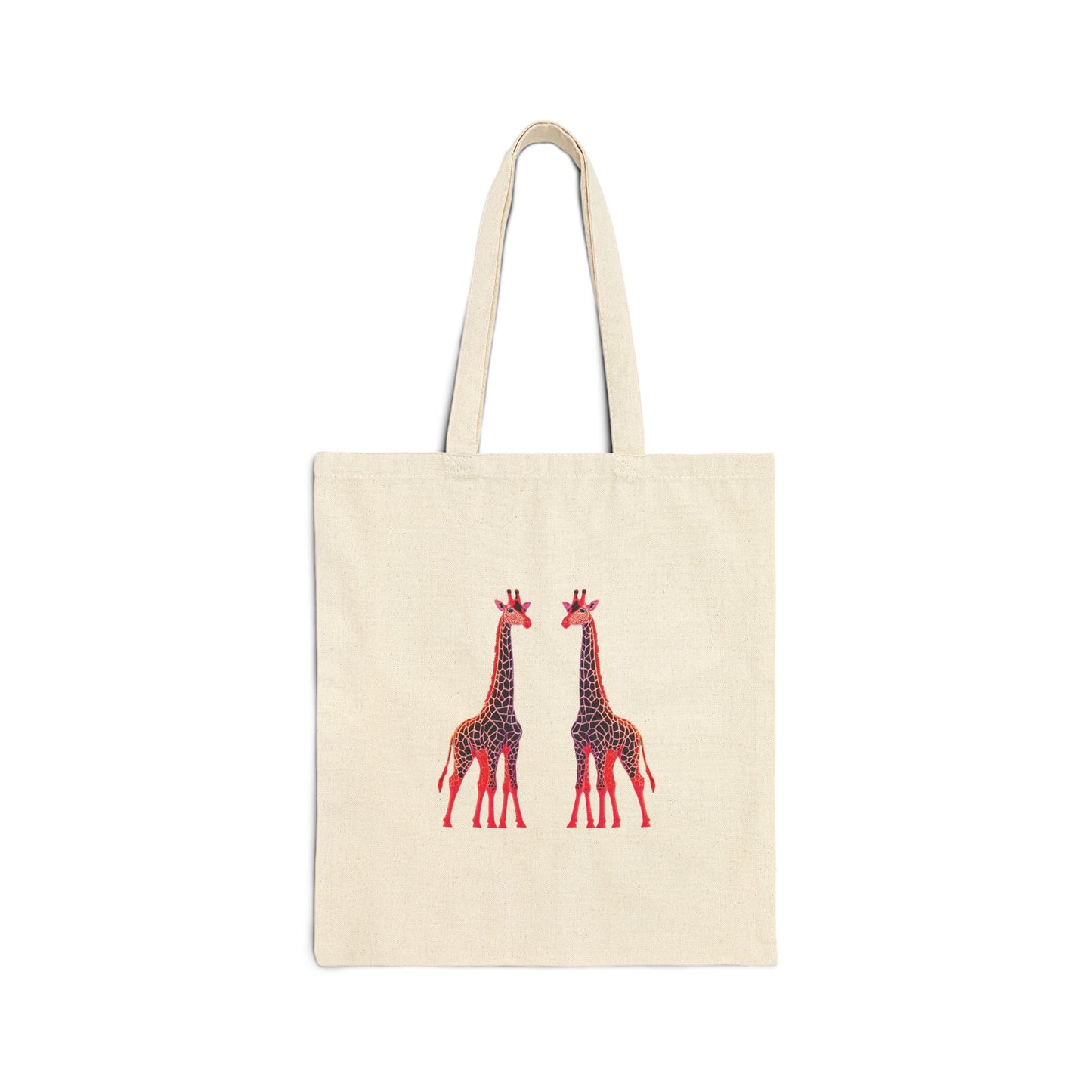 Colorful Giraffe Print Cotton Canvas Tote Bag - Eco-Friendly & Stylish