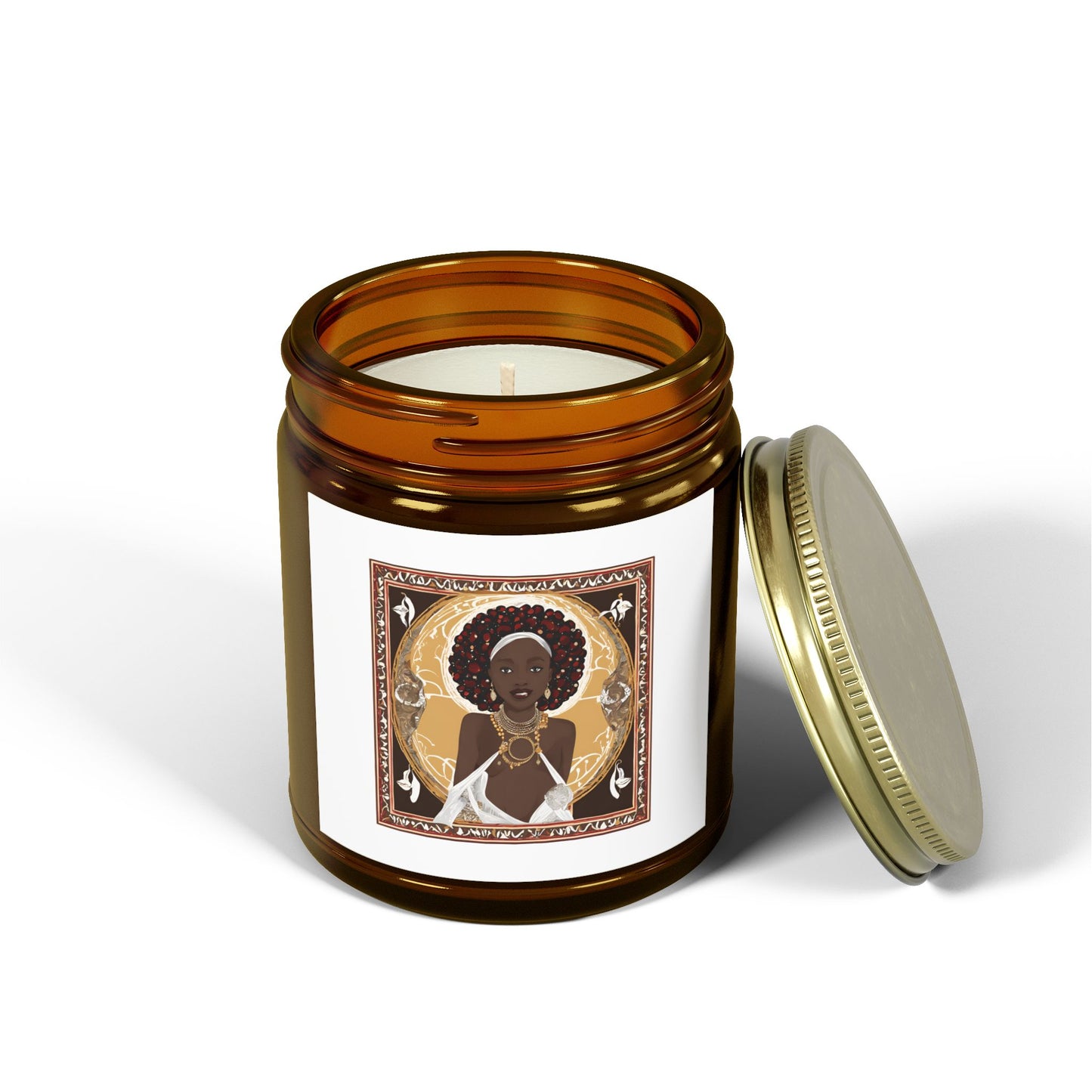 Artisan Scented Candle with Afrocentric Design - Coconut Apricot Wax