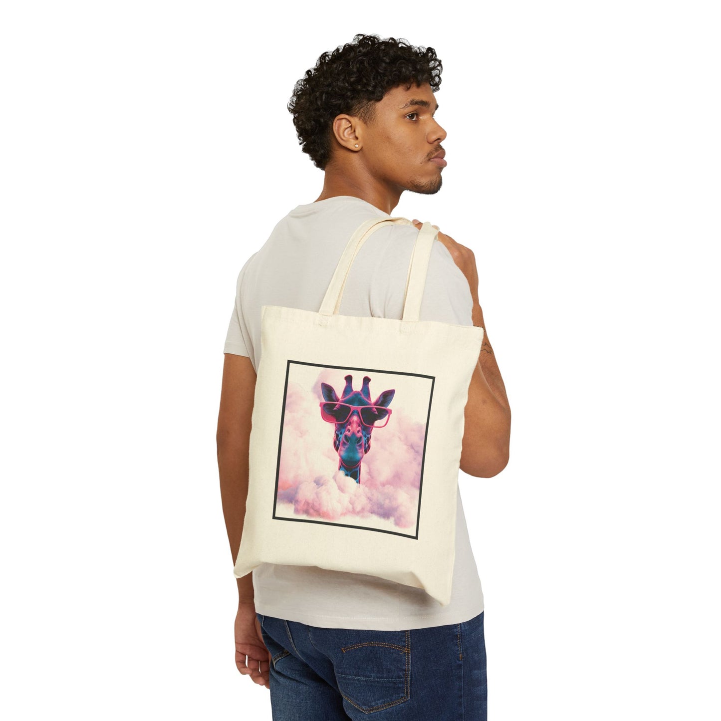 Retro Giraffe Cotton Canvas Tote Bag